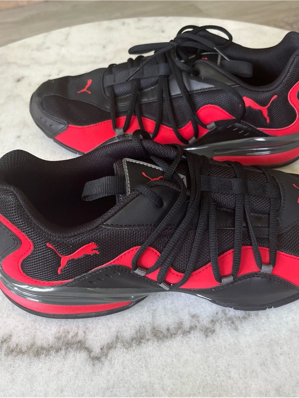 PUMA Electron E Pro Black and Red Performance Sneakers , preowned Sz 12